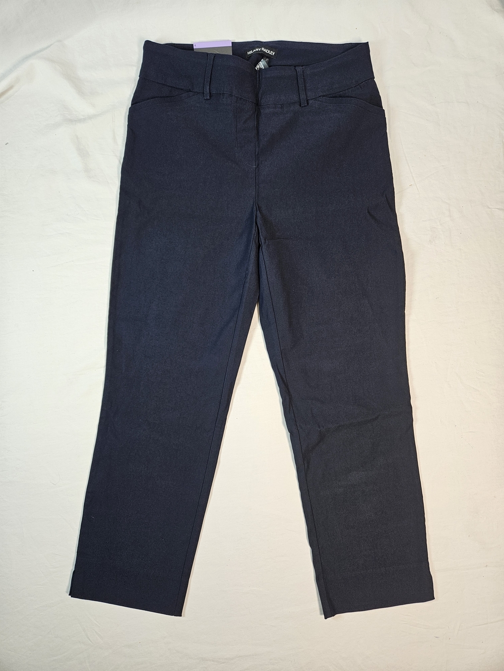 NWT Size 4 Hilary Radley Navy Blue Cropped Ankle Pants Stretch Pull-On Comfort